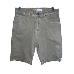 ZARA WOMEN HIGH WAISTED DENIM JEAN SHORTS 8” SIZE 31 TAN MOM‎ CASUAL SUMMER BOHO